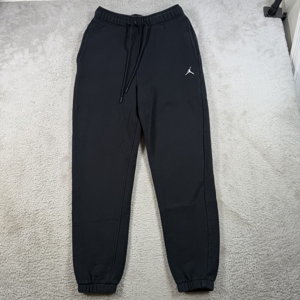 Air Jordan Joggers Mens Small Black Fleece Loose Fit Drawstring Gym Sweatpants - Picture 2 of 8
